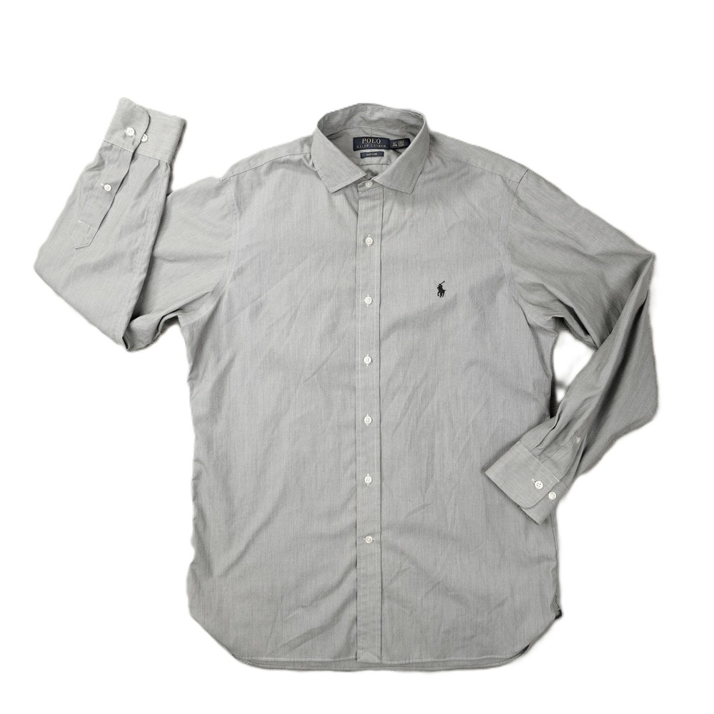 Polo Ralph Lauren Grey Herringbone Easy Care Dress Shirt Mens 15.5 32/33 Custom